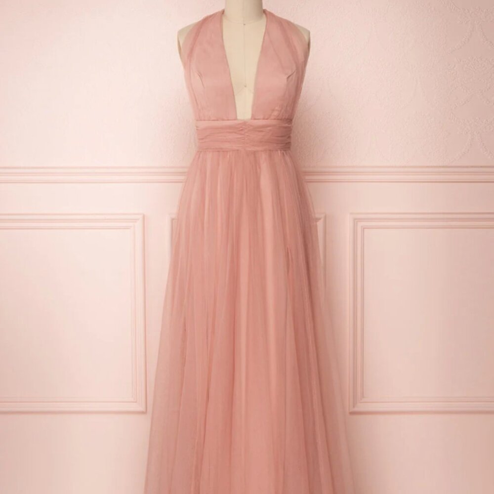 Elegant Backless Pink Dress
